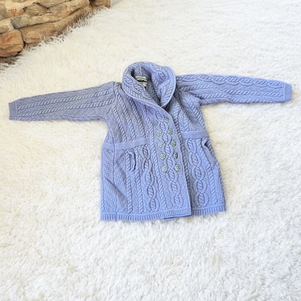 Aran Crafts Lavender Cable Knit Cardigan Sweater